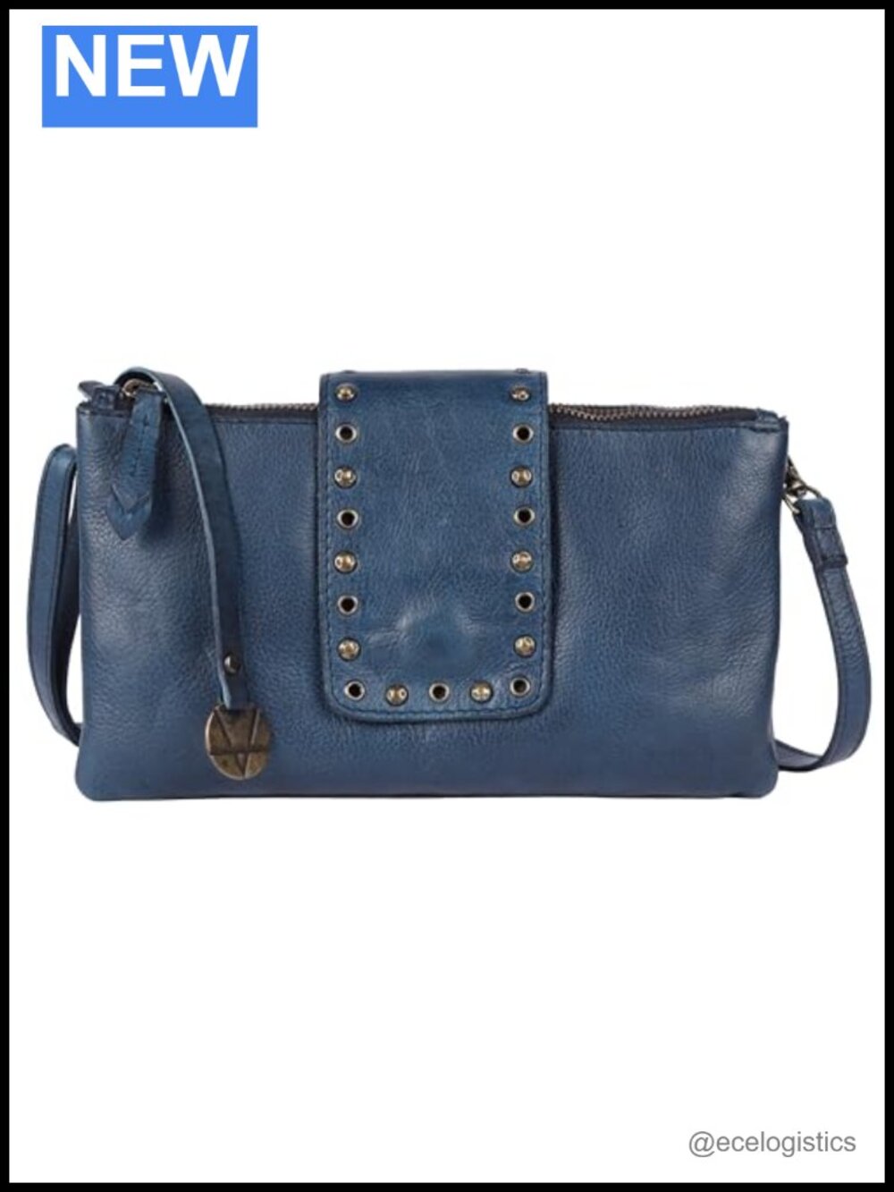 Genuine Italian Leather Boho Studded Crossbody Sling Bag, Stylish Durable